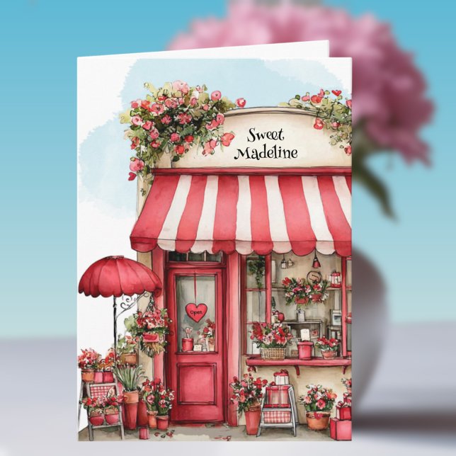 Sweet Valentine Flower Shop Personalized Card (Creator Uploaded)