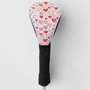 Sweet Valentine Hearts with Stitched Details Golf Head Cover