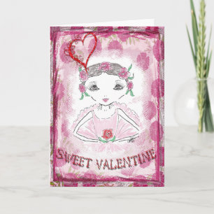 Sweet Valentine Little Ballerina Holiday Card