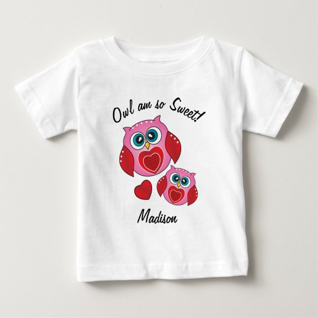 Sweet Valentine Owls Baby T-Shirt (Front)