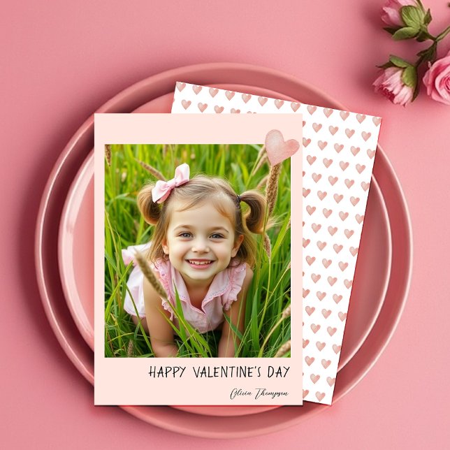 Sweet Valentine Pink Heart Hand-painted Holiday Card (Creator Uploaded)