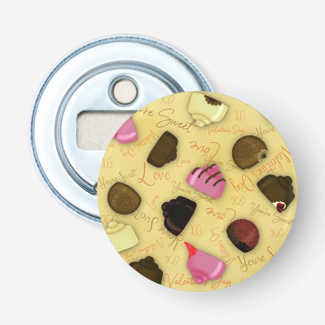 Sweet Valentine - Valentine's Day Candy Pattern Bottle Opener (Front)