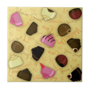 Sweet Valentine - Valentine's Day Candy Pattern Ceramic Tile