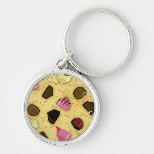 Sweet Valentine - Valentine's Day Candy Pattern Key Ring (Front)
