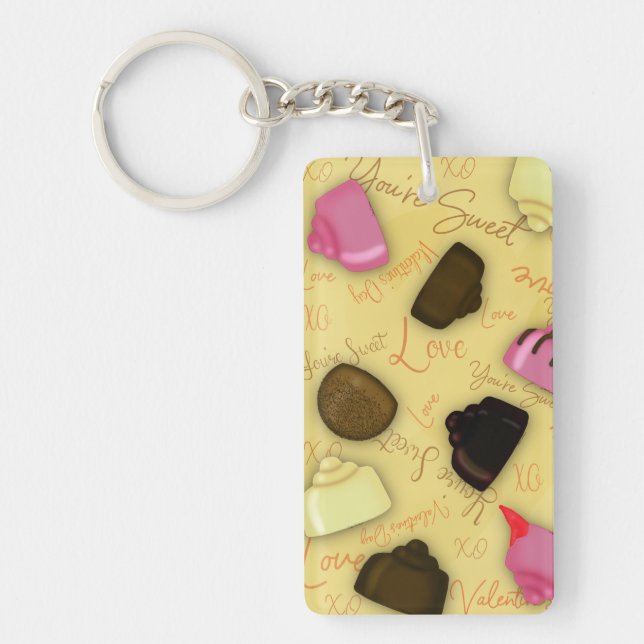Sweet Valentine - Valentine's Day Candy Pattern Key Ring (Front)