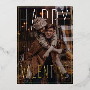 Sweet Valentine Wishes Lovely Couple PhotoPop Foil Holiday Card