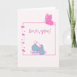 Sweet Valentine's card with couple, butterfly & cr