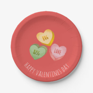 Sweet Valentine's Day Conversation Hearts Playful Paper Plate