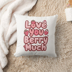 Sweet Valentine's Day Fruit and Cupcake Quote Cushion
