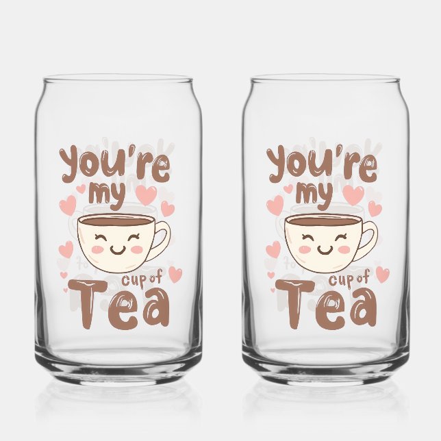 Sweet Valentine's Day Tea Lover Quote Can Glass (Front)