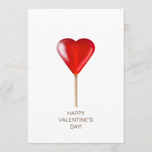 Sweet Valentine's Day with red heart lollipop Holiday Card