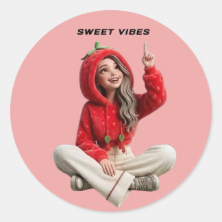 Sweet vibes strawberry hoodie character sticker