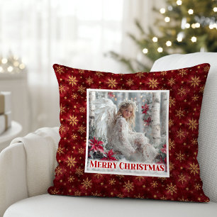 Sweet Victorian Angel Red Gold Festive Christmas  Cushion