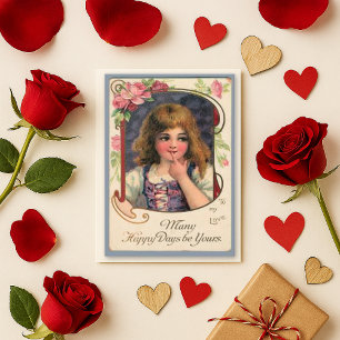 Sweet Victorian Girl Holiday Card