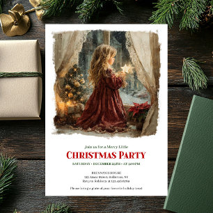 Sweet Victorian Little Girl Awaiting Santa Editabl Invitation
