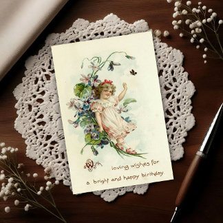 Sweet Vintage 1908 Floral Girl Birthday Postcard