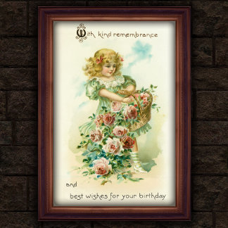 Sweet Vintage 1908 Floral Girl Birthday Poster