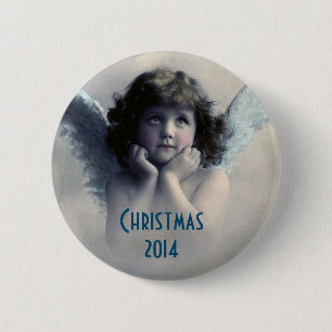 Sweet Vintage Angel Christmas Memento 6 Cm Round Badge