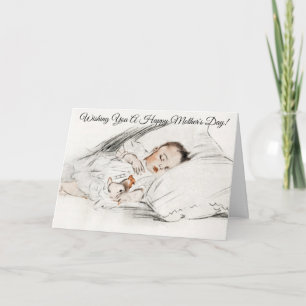 Sweet Vintage Baby Sleeping Card