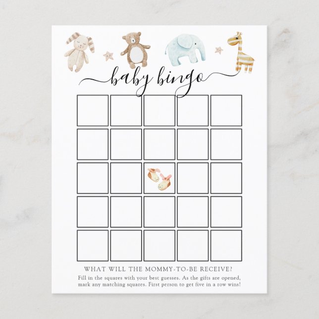 Sweet Vintage Baby Toys Bingo Game Card (Front)