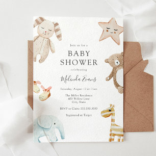 Sweet Vintage Baby Toys Shower Invitation