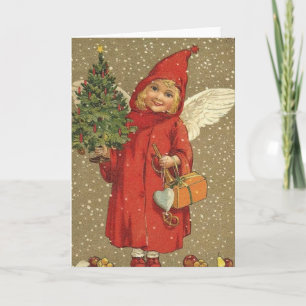Sweet Vintage Christmas Angel Holiday Card