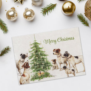 Sweet Vintage Dogs and Christmas Tree Holiday Card