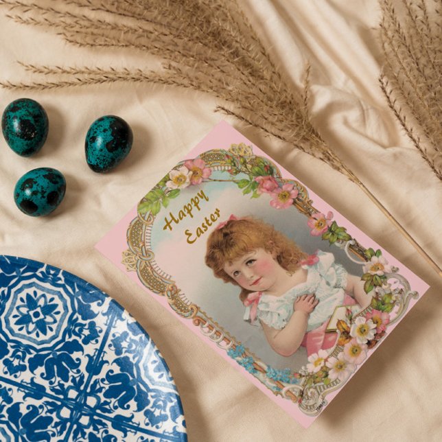 Sweet Vintage Girl Holiday Card (Creator Uploaded)