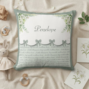 Sweet Vintage Green Floral Baby Girl Nursery Cushion