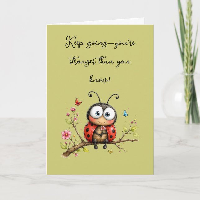 Sweet Vintage Ladybug "Keep Going" Card (Front)