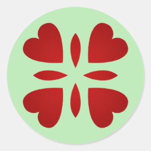 Sweet vintage look red hearts classic round sticker