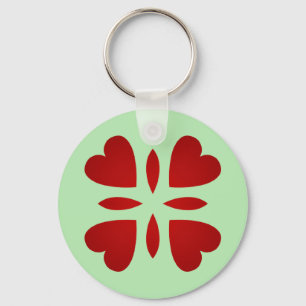 Sweet vintage look red hearts key ring