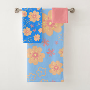 Sweet Vintage Orange Floral Pattern Bath Towels
