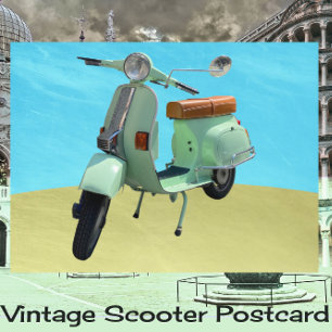 Sweet Vintage Scooter Fun Postcard