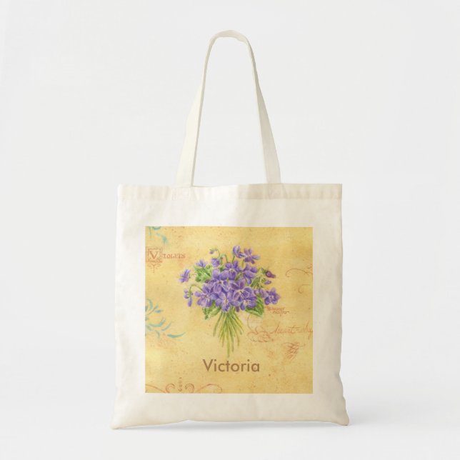 Sweet Violet Bouquet Cotton Tote (Front)