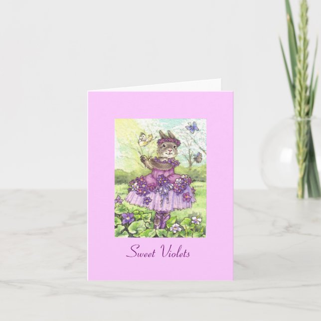 Sweet Violets Blank Note Card (Front)