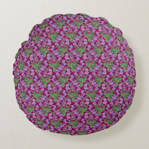 Sweet Violets Custom Floral Round Cushion