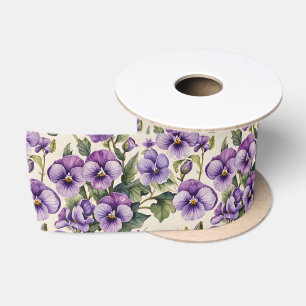 Sweet Violets Floral Satin Ribbon