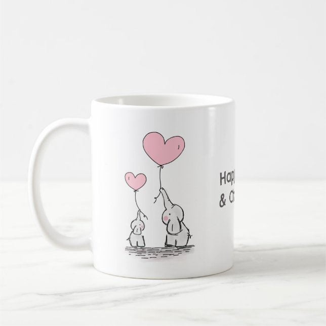 Sweet Warmth and Love Two Elephant  Coffee Mug (Left)