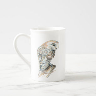 Sweet Watercolor Barn Owl Bird Nature Art Bone China Mug