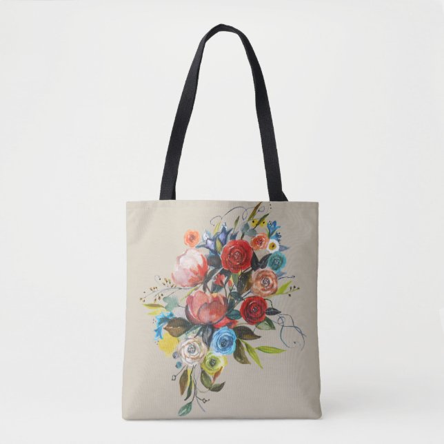 Sweet Watercolor Bouquet Tote Bag (Front)