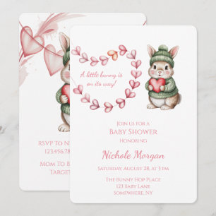 Sweet Watercolor Bunny Baby Shower Invitation