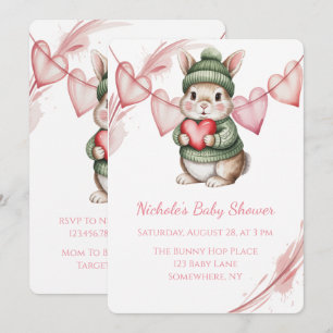 Sweet Watercolor Bunny Baby Shower Invitation