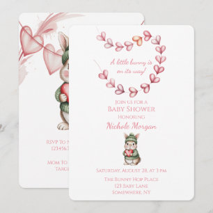 Sweet Watercolor Bunny Baby Shower Invitation