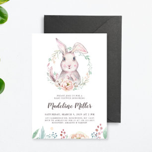 Sweet Watercolor Bunny Baby Shower Invitation
