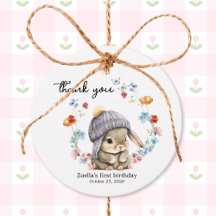 Sweet Watercolor Bunny Floral First Birthday 
