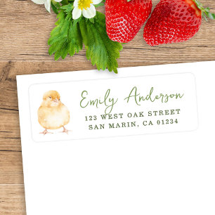 Sweet Watercolor Chick Baby Shower Return Address Return Address Label