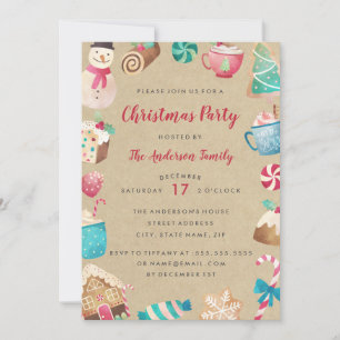 Sweet Watercolor Christmas Party Invitation