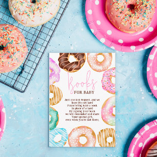 Sweet watercolor cute doughnuts books baby shower  enclosure card