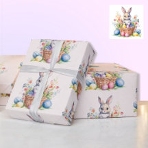 Sweet Watercolor Easter Bunny Basket Eggs Gift